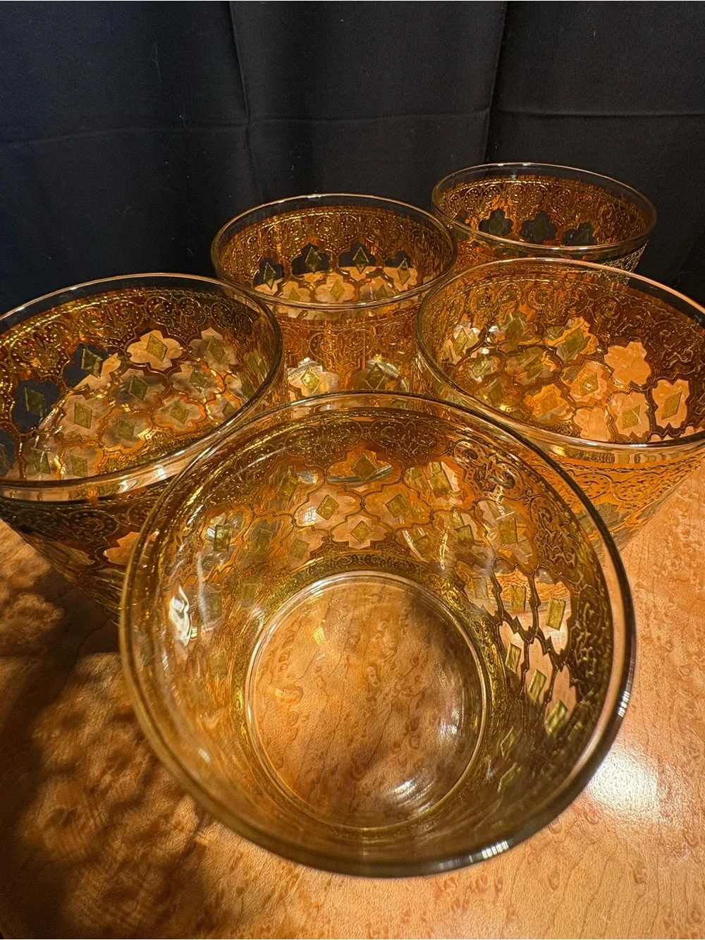 VTG Culver Valencia 22K Gold Lowball Glasses MCM Barware Set of 5 Old Fashioned